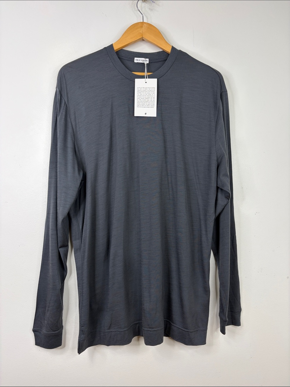 New Son of A Tailor Shirt Mens XXLT Gray Merino Wool Long Sleeve Tee Custom Made